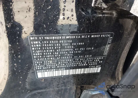 2024 Volkswagen Taos 1.5T S z USA, uszkodzony, nr VIN 3VV8X7B23RM113989